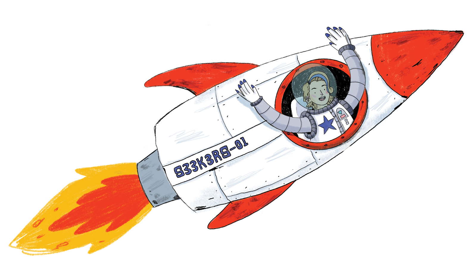 Betty in a space rocket